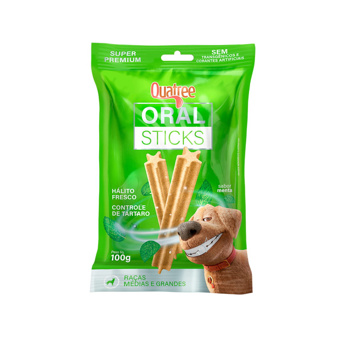 Imagem de QUATREE ORAL STICKS CAES RACAS MEDIAS E GRANDES 100G