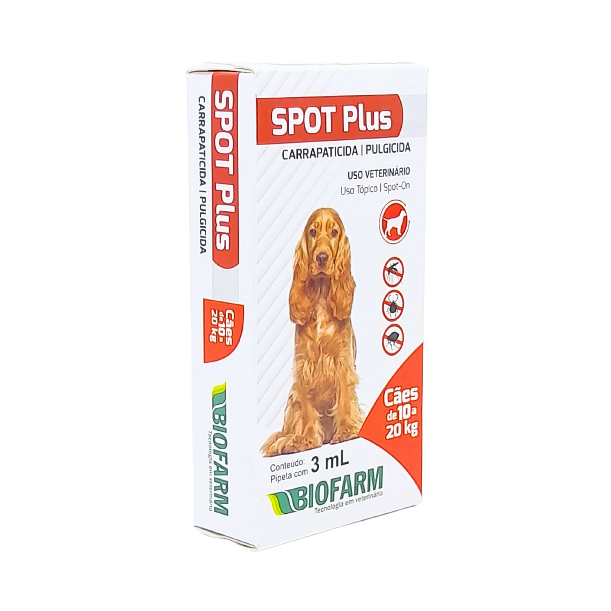 Imagem de Antipulga Carrapato Para Cachorro Spot Plus 3 Ml 10 A 20kg