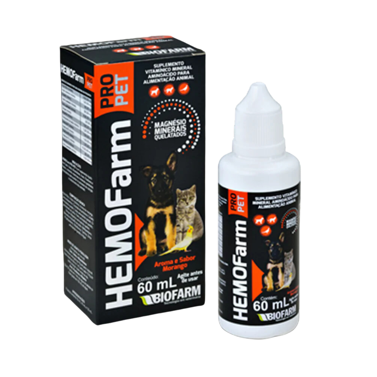 Imagem de Suplemento Mineral Vitamina Para Cachorro Gato Passaros Roedores HEMOFarm PRO PET 60 mL