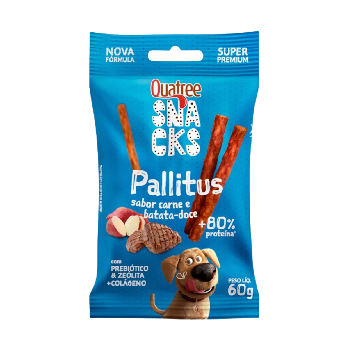 Imagem de QUATREE SNACKS BIFINHO PALLITUS CARNE E BATATA DOCE 60G