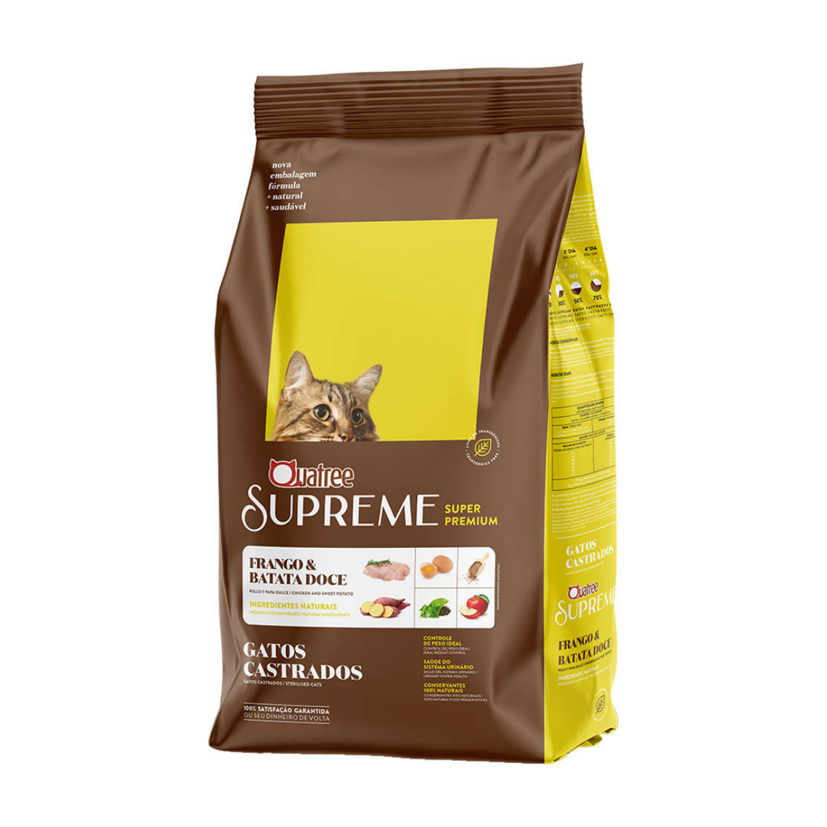 Imagem de RAÇÃO PARA GATO QUATREE SUPREME GATOS CASTRADOS FRANGO E BATATA DOCE 10KG