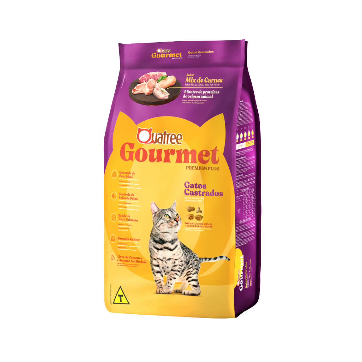 Imagem de RAÇÃO PARA GATO QUATREE GOURMET GATOS CASTRADOS MIX DE CARNES 10KG