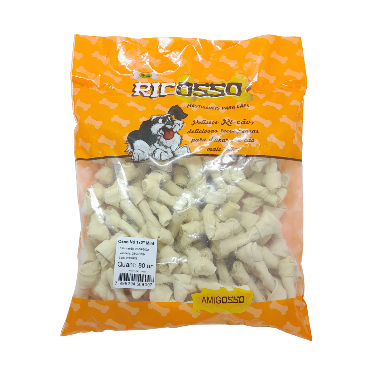 Imagem de OSSO NÓ RICOSSO 1X2 PACOTE KG +- 80 UNIDADES