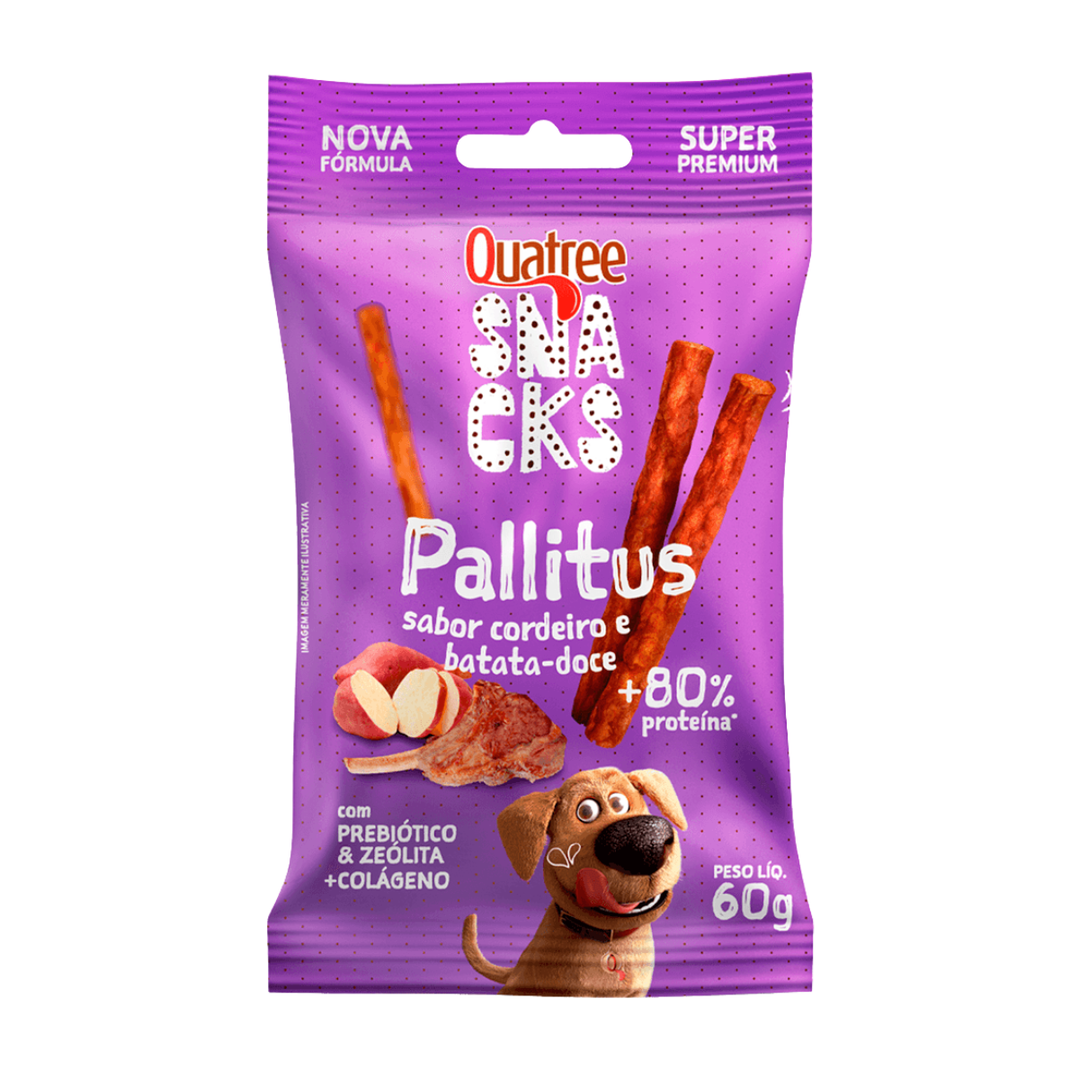 Imagem de QUATREE SNACKS PALLITUS SABOR CORDEIRO E BATATA DOCE 60G