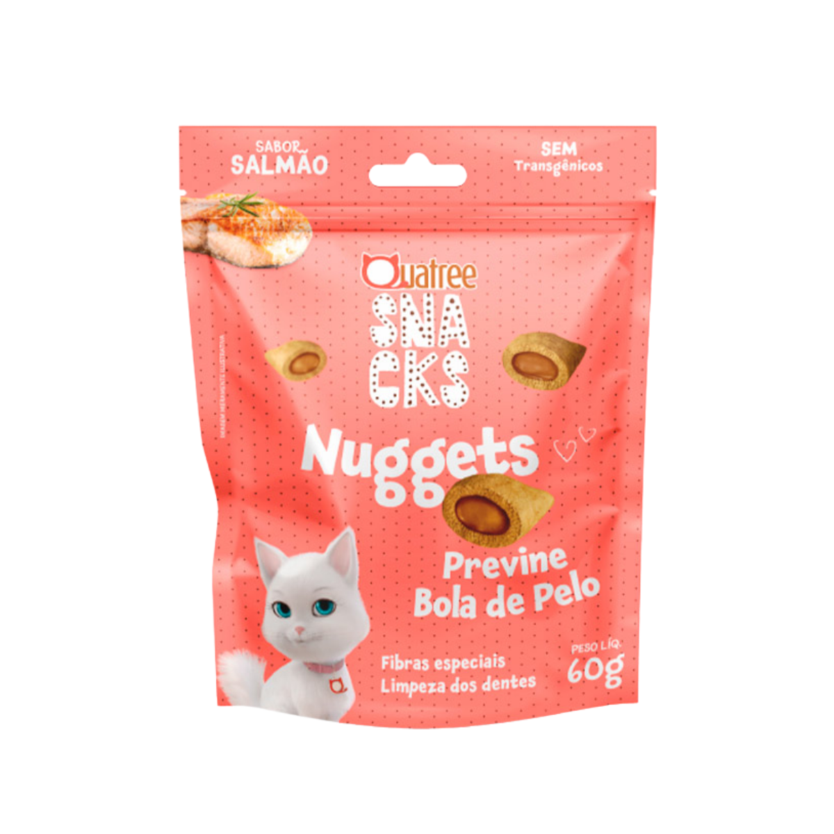 Imagem de QUATREE SNACKS NUGGETS GATOS BOLA DE PELO SALMAO 60G