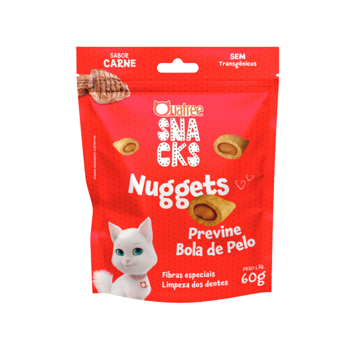 Imagem de QUATREE SNACKS NUGGETS GATOS BOLA DE PELO CARNE 60G
