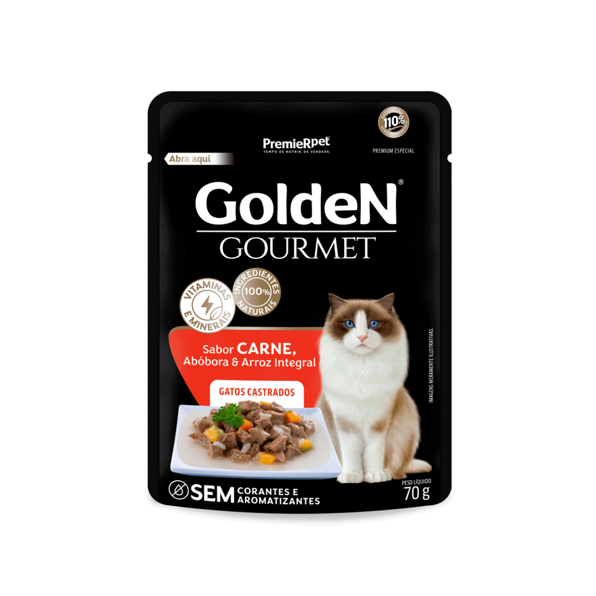 Imagem de SACHE GOLDEN GOURMET GATOS ADULTO CASTRADO CARNE 70 G