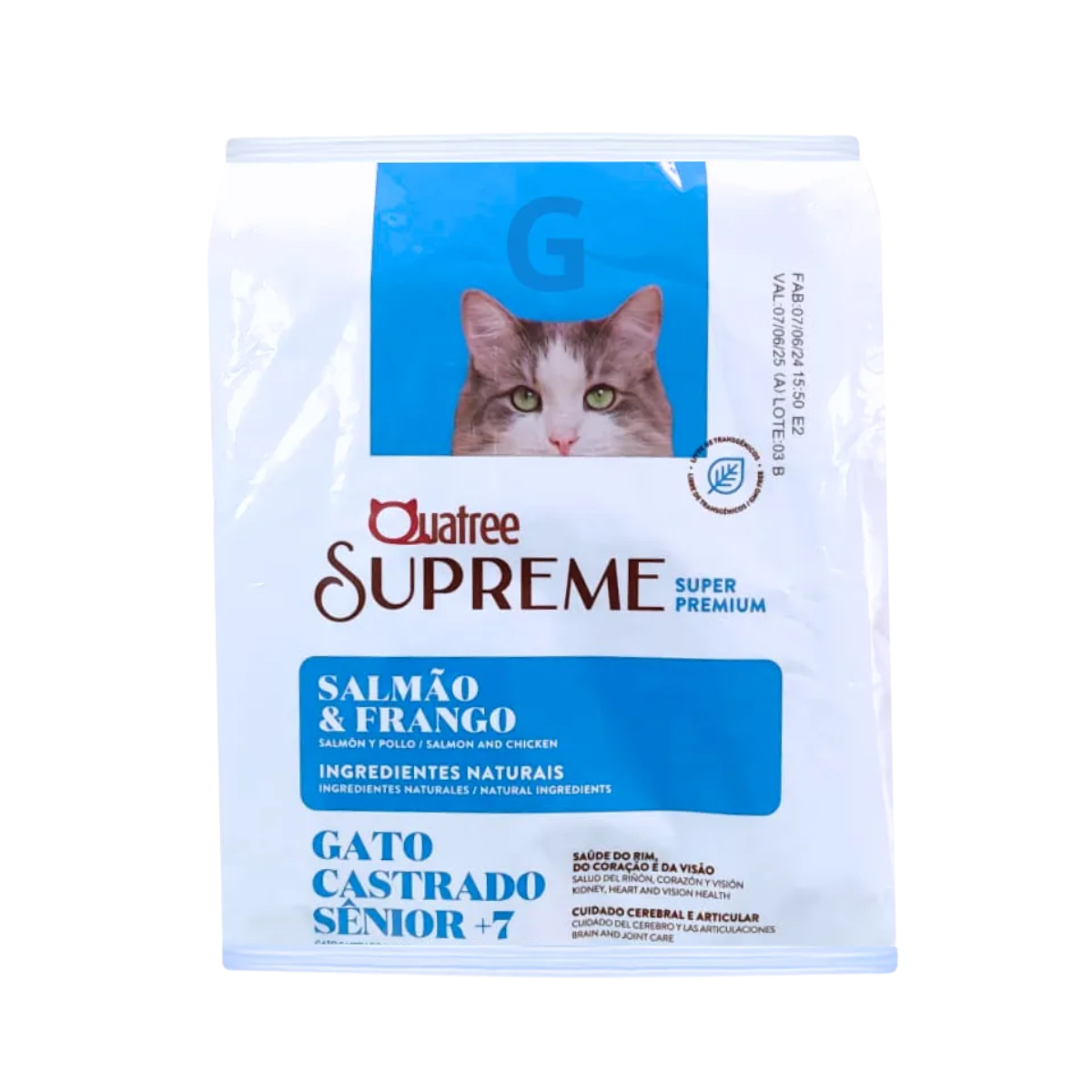 Imagem de QUATREE SUPREME GATOS CASTRADOS SENIOR +7 ANOS SALMÃO E FRANGO 1KG